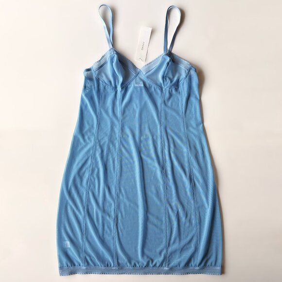 DKNY Blue Mesh Slip Shapewear size Small, Adjustable Straps, Knee Length - Picture 1 of 5